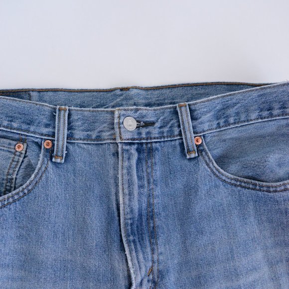 Levis 516 Straight Leg Distressed Denim Jeans ~36/32 - Picture 5 of 12